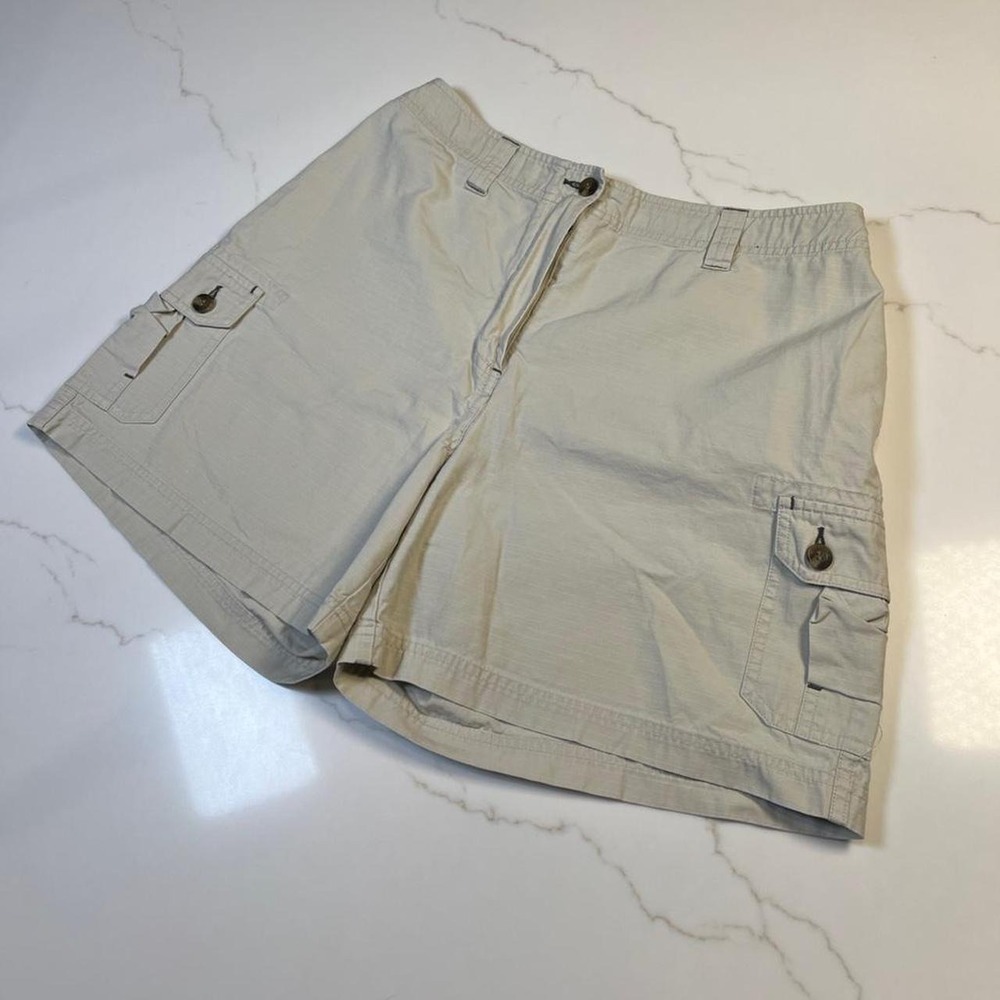 Christopher & Banks Cargo Shorts Womens 10 Stone Beige Utility Cotton